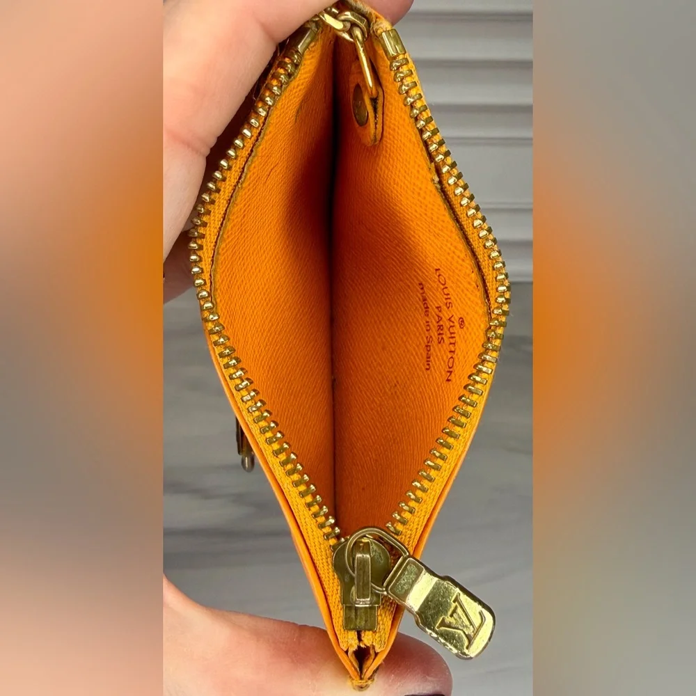 Louis Vuitton Orange Epi Key Cles Coin Pouch | LV Key Holder | Full Set | Rare